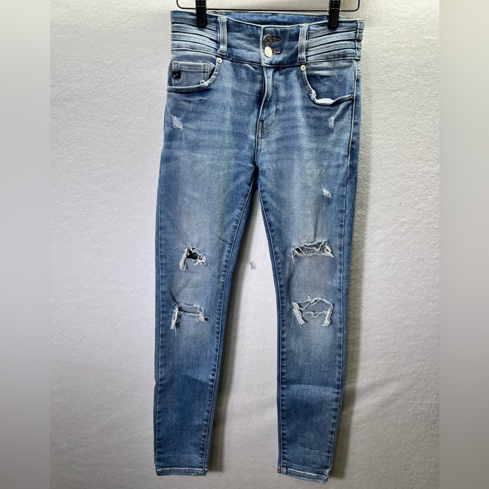 KanCan‎ Skinny Double Button Jeans Womens 1/24 Blue Denim Stretch Cute Chic 2160